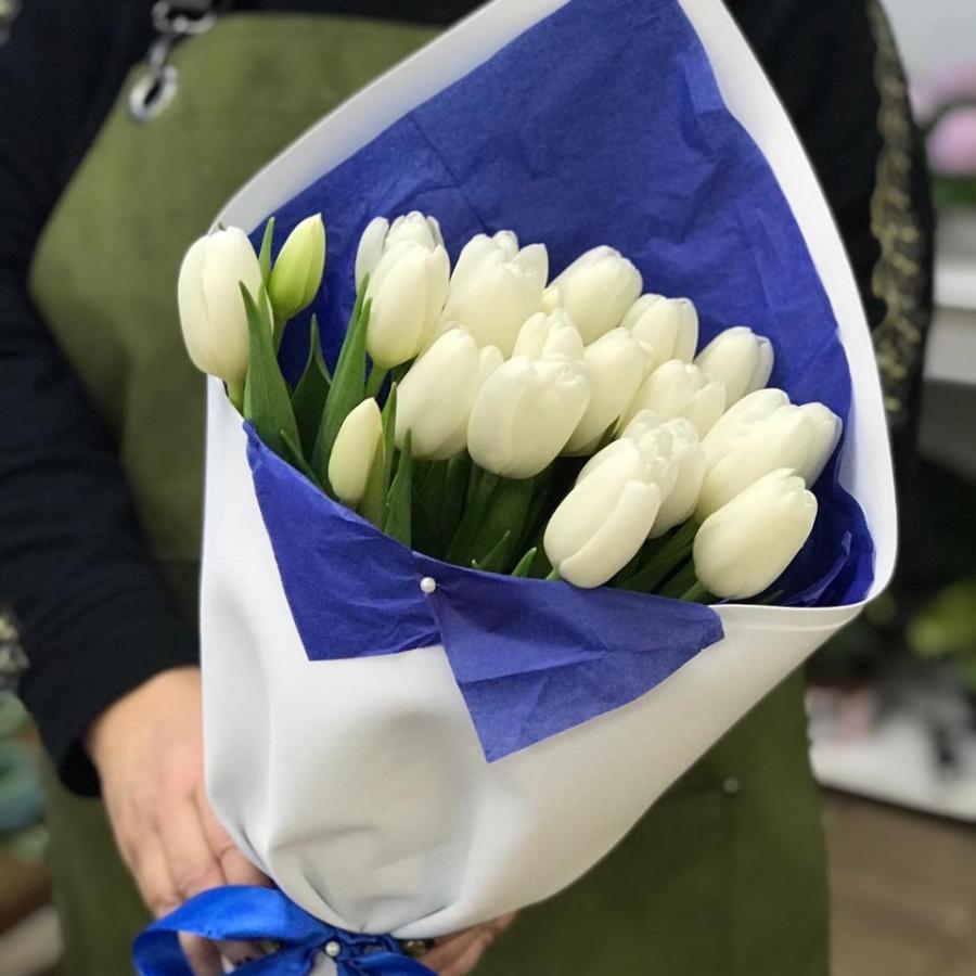 Белые тюльпаны 23 шт. №  52338argl