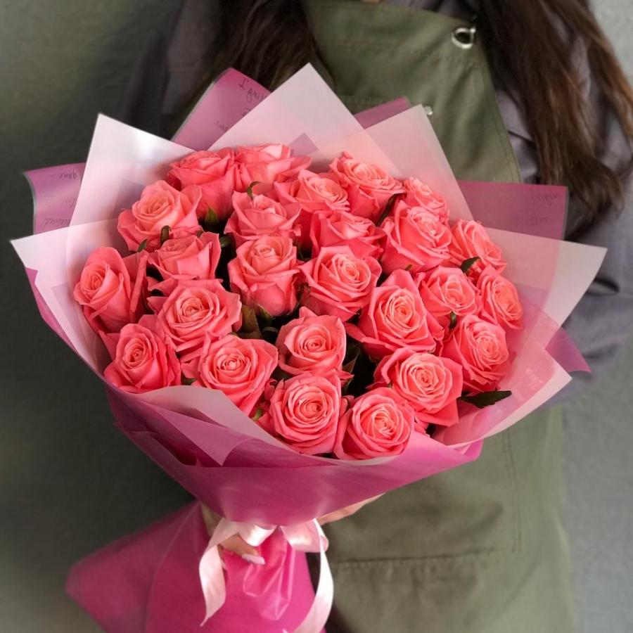 Розовые розы 50 см 25 шт. (Россия) код товара  52910argl
