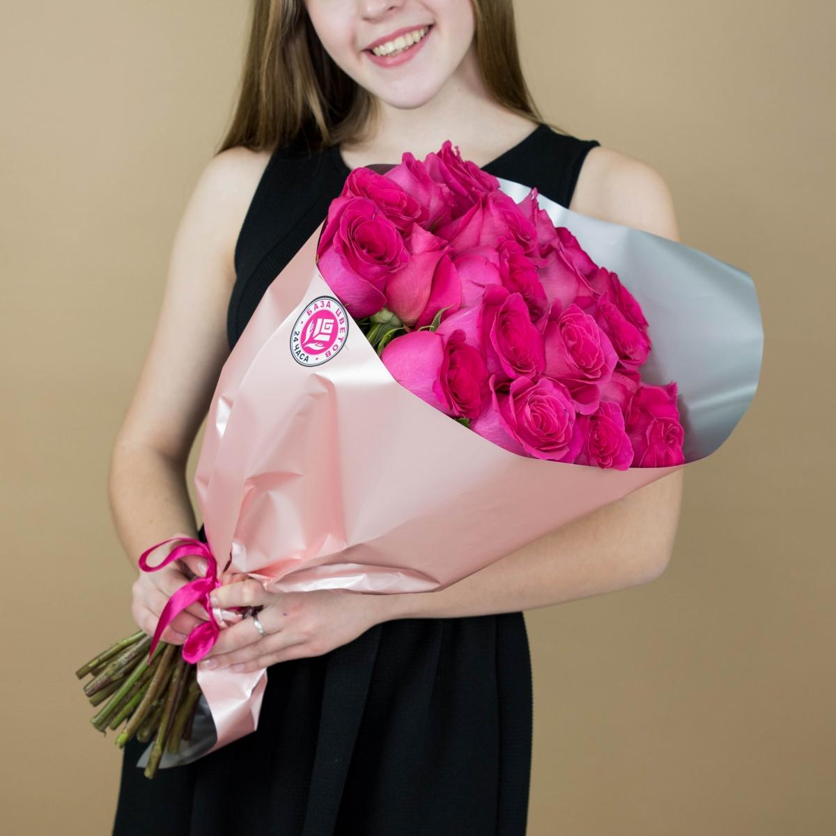 Букет из розовых роз 21 шт. (40 см) (articul: 13962arch)